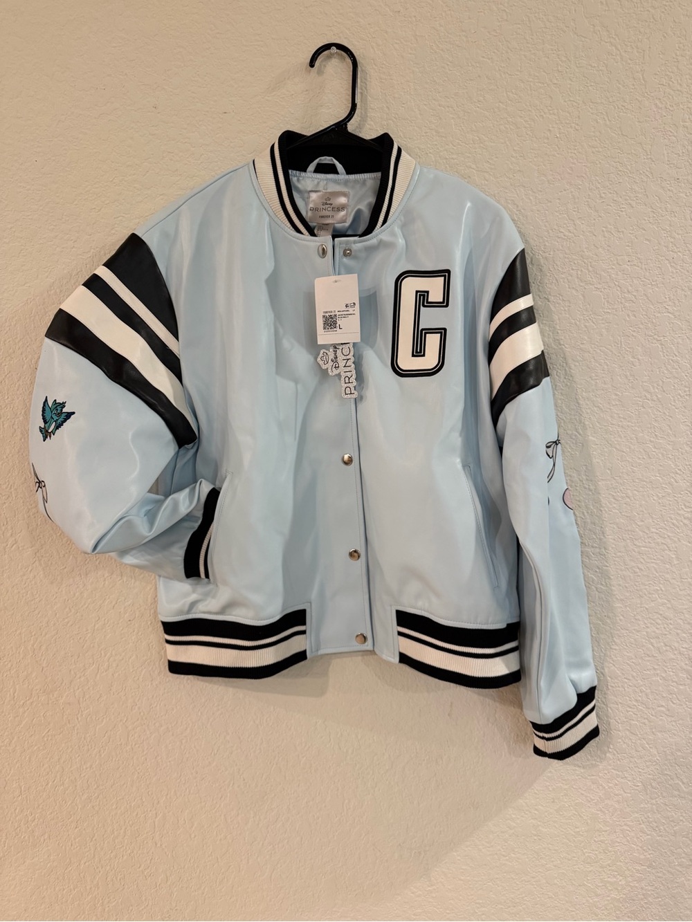Disney Princess Forever 21
Cinderella Faux  Varsity
Jacket Size L - NWT